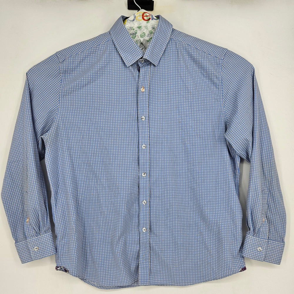 Robert Graham Shirt Mens 3XL Modern Americana Button Blue Check‎ Long Sleeve
